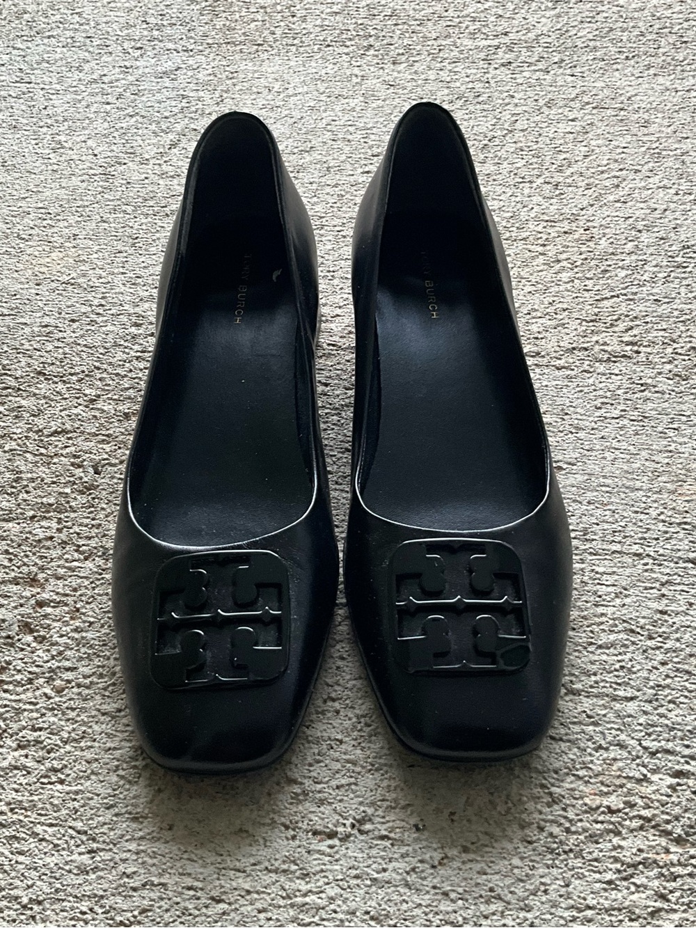 Tory Burch Black Georgia Square-Toe Block Heel